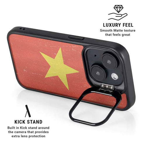 Vietnam Flag Distressed iPhone 15 Kickstand Case
