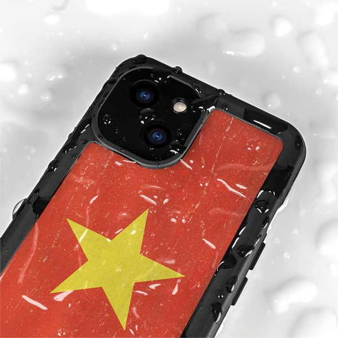 Vietnam Flag Distressed iPhone 15 Plus Waterproof Case