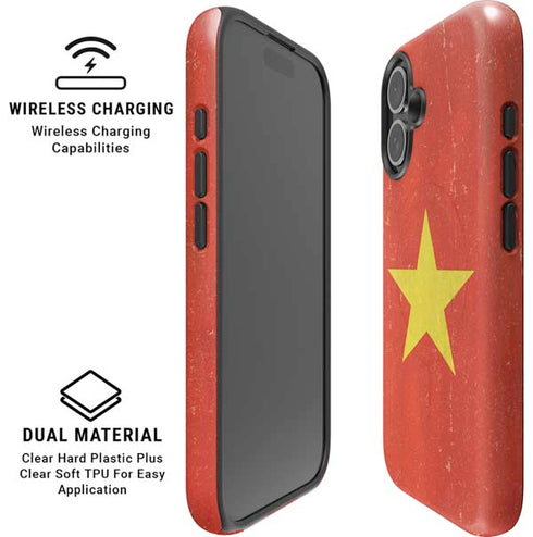 Vietnam Flag Distressed iPhone 16 Plus Magsafe Impact Case