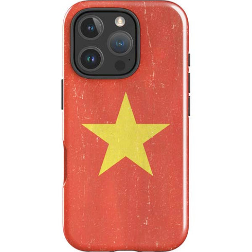 Vietnam Flag Distressed iPhone 16 Pro Impact Case