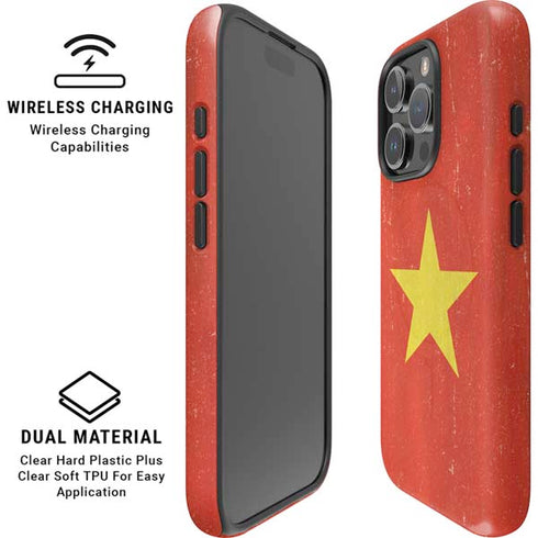 Vietnam Flag Distressed iPhone 16 Pro Magsafe Impact Case