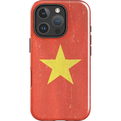 Vietnam Flag Distressed iPhone 16 Pro Max Impact Case