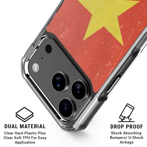 Vietnam Flag Distressed iPhone 18 Pro Clear Case