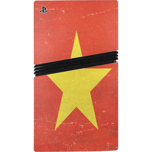 Vietnam Flag Distressed PS5 Pro Disk Bundle Skin
