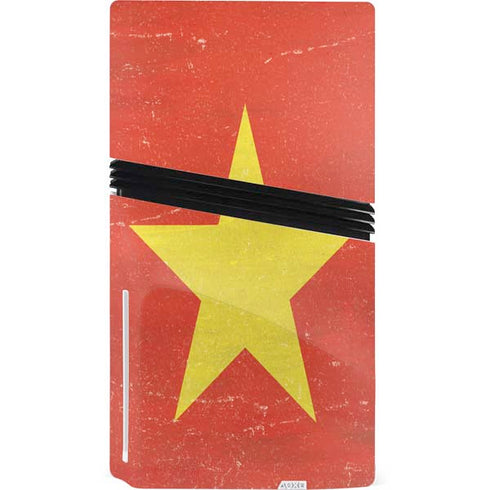 Vietnam Flag Distressed PS5 Pro Disk Bundle Skin