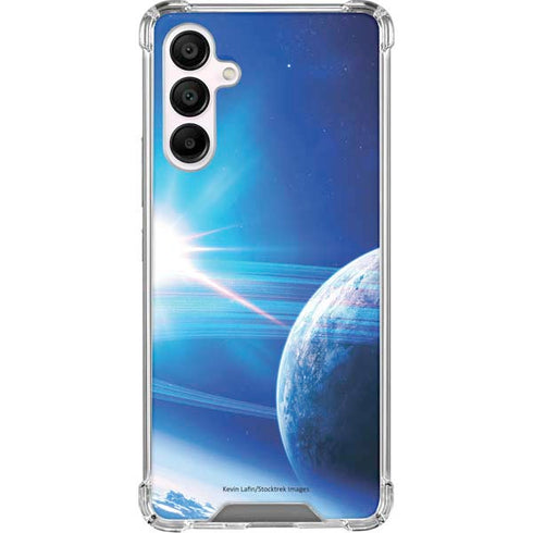 View of a Planet as it Looms in Close Orbit and with Rings Galaxy A16 5G Clear Case
