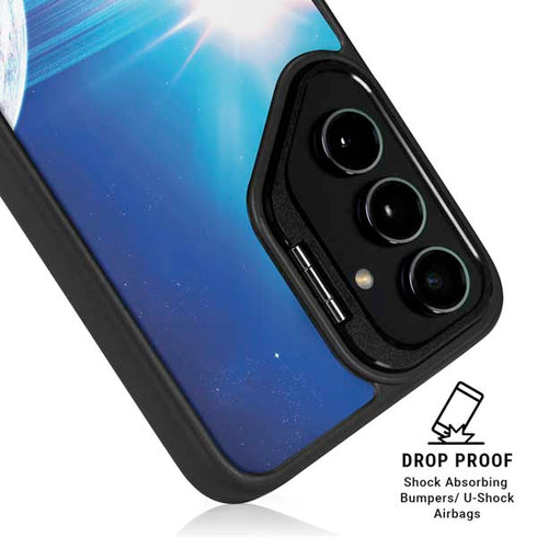 View of a Planet as it Looms in Close Orbit and with Rings Galaxy S25 Kickstand Case