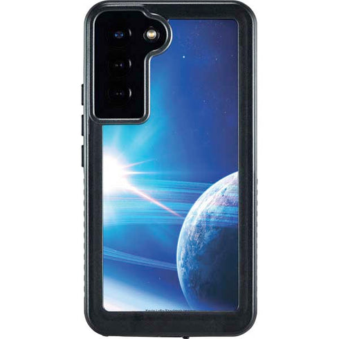 View of a Planet as it Looms in Close Orbit and with Rings Galaxy S24 Plus Waterproof Case