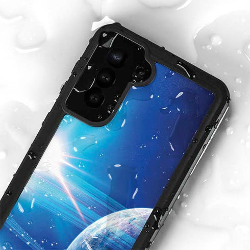 View of a Planet as it Looms in Close Orbit and with Rings Galaxy S24 Plus Waterproof Case