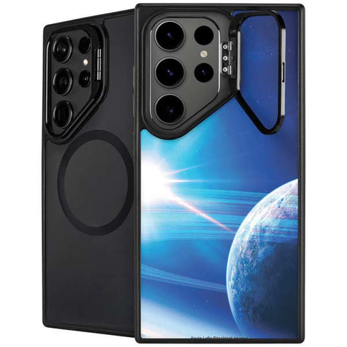 View of a Planet as it Looms in Close Orbit and with Rings Galaxy S24 Ultra Kickstand Case