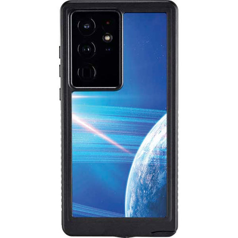 View of a Planet as it Looms in Close Orbit and with Rings Galaxy S24 Ultra Waterproof Case