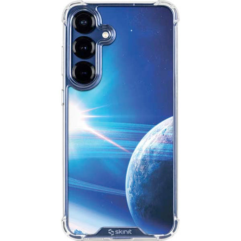 View of a Planet as it Looms in Close Orbit and with Rings Galaxy S25 Clear Case