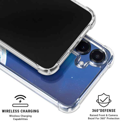 View of a Planet as it Looms in Close Orbit and with Rings Galaxy S25 Clear Case