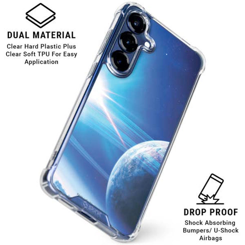 View of a Planet as it Looms in Close Orbit and with Rings Galaxy S25 Clear Case