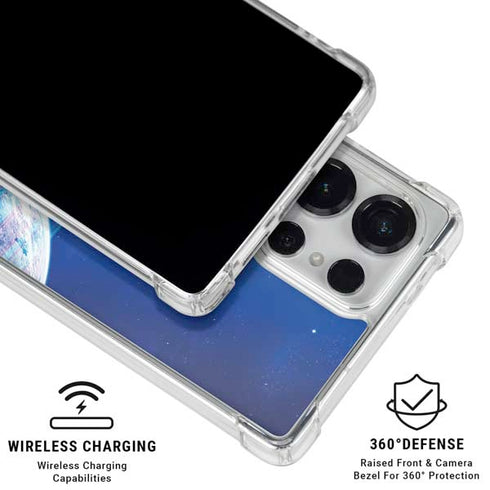 View of a Planet as it Looms in Close Orbit and with Rings Galaxy S25 Ultra Clear Case