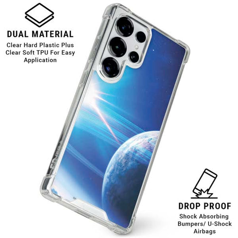 View of a Planet as it Looms in Close Orbit and with Rings Galaxy S25 Ultra Clear Case