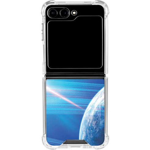 View of a Planet as it Looms in Close Orbit and with Rings Galaxy Z Flip6 Clear Case