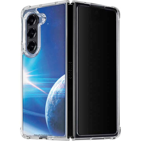 View of a Planet as it Looms in Close Orbit and with Rings Galaxy Z Fold5 5G Clear Case