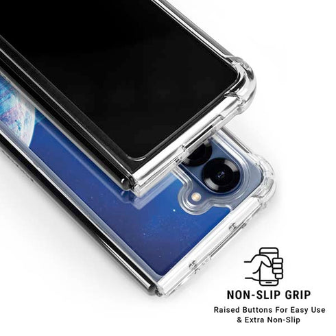 View of a Planet as it Looms in Close Orbit and with Rings Galaxy Z Fold6 Clear Case