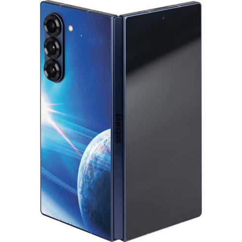 View of a Planet as it Looms in Close Orbit and with Rings Galaxy Z Fold6 Skin