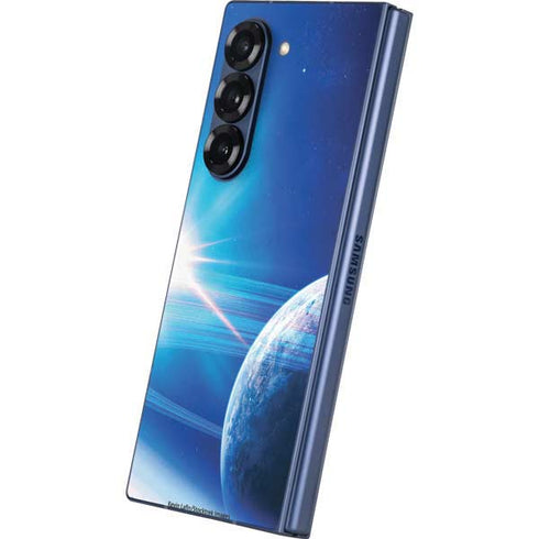 View of a Planet as it Looms in Close Orbit and with Rings Galaxy Z Fold6 Skin