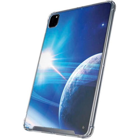 View of a Planet as it Looms in Close Orbit and with Rings iPad Cases