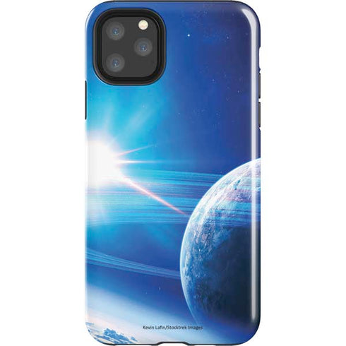 View of a Planet as it Looms in Close Orbit and with Rings iPhone Cases