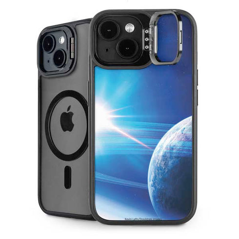 View of a Planet as it Looms in Close Orbit and with Rings iPhone 14 Kickstand Case