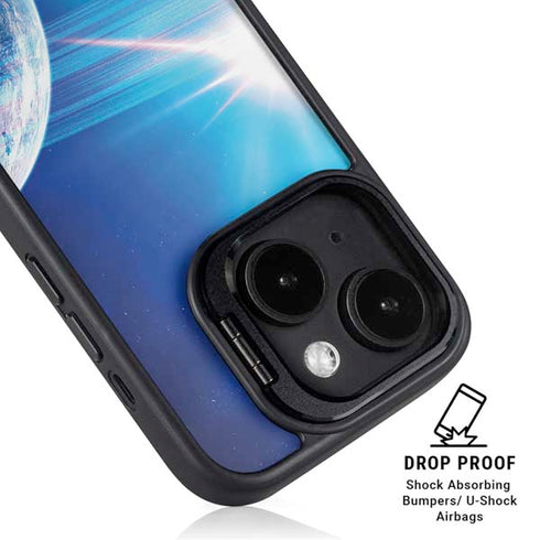 View of a Planet as it Looms in Close Orbit and with Rings iPhone 14 Plus Kickstand Case