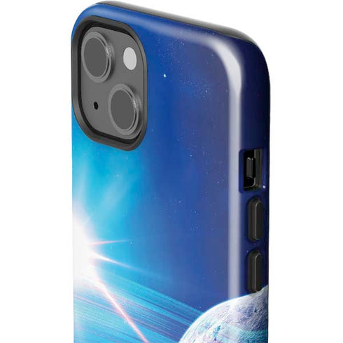 View of a Planet as it Looms in Close Orbit and with Rings iPhone 15 Impact Case