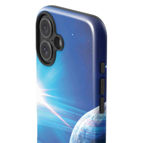 View of a Planet as it Looms in Close Orbit and with Rings iPhone 16 Plus Impact Case