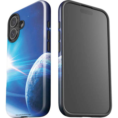 View of a Planet as it Looms in Close Orbit and with Rings iPhone 16 Plus Impact Case