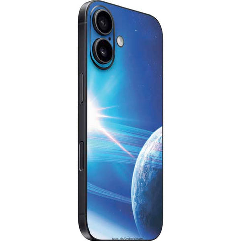 View of a Planet as it Looms in Close Orbit and with Rings iPhone 16 Plus Skin