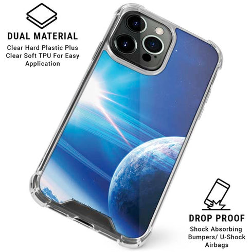 View of a Planet as it Looms in Close Orbit and with Rings iPhone 16 Pro Max Clear Case