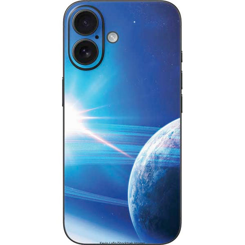 View of a Planet as it Looms in Close Orbit and with Rings iPhone 16 Skin