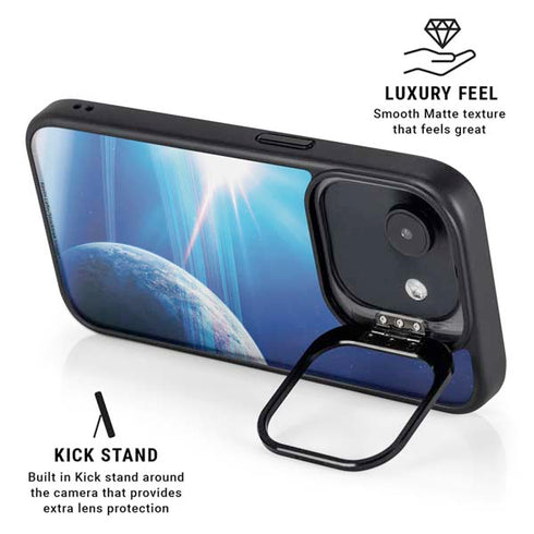 View of a Planet as it Looms in Close Orbit and with Rings iPhone 16e Kickstand Case