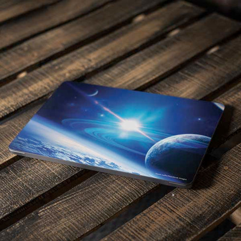 View of a Planet as it Looms in Close Orbit and with Rings Apple MacBook Air Skin