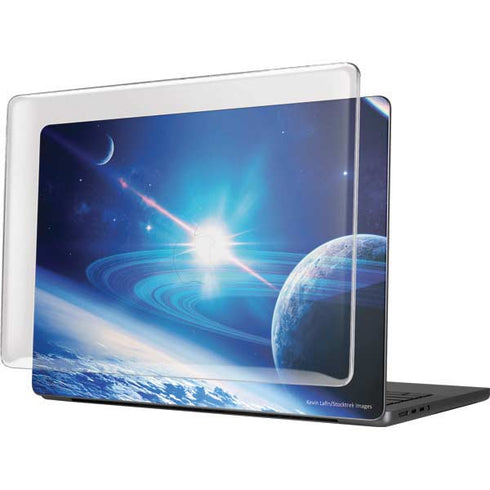 View of a Planet as it Looms in Close Orbit and with Rings MacBook Pro 14in (2021-24) Case plus Skin