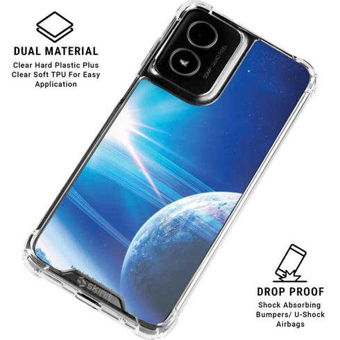 View of a Planet as it Looms in Close Orbit and with Rings Moto G Power 5G (2024) Clear Case