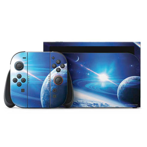 View of a Planet as it Looms in Close Orbit and with Rings Nintendo Skins