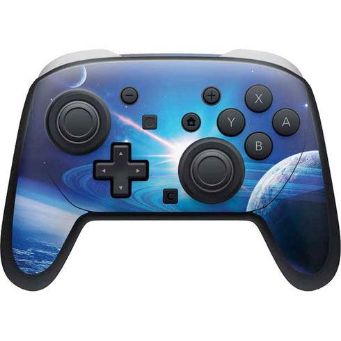 View of a Planet as it Looms in Close Orbit and with Rings Nintendo Skins