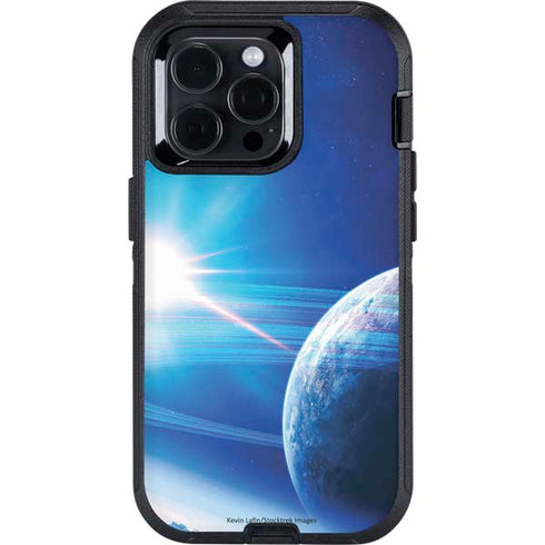 View of a Planet as it Looms in Close Orbit and with Rings Otterbox Defender iPhone Skin