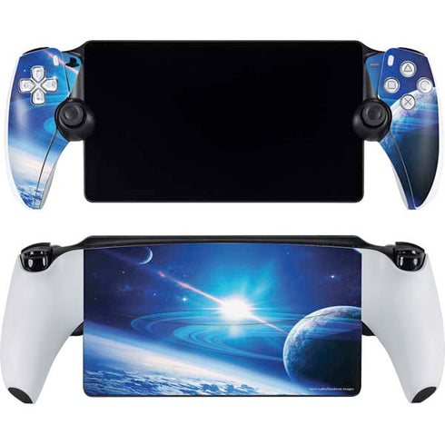 View of a Planet as it Looms in Close Orbit and with Rings PlayStation Portal Remote Player Skin