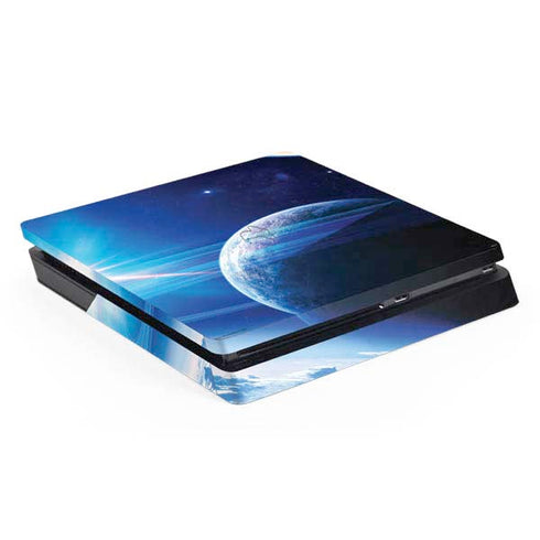 View of a Planet as it Looms in Close Orbit and with Rings PlayStation PS4 Skins