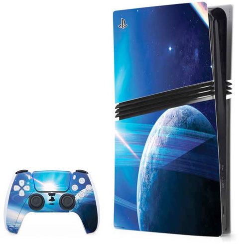 View of a Planet as it Looms in Close Orbit and with Rings PS5 Pro Bundle Skin