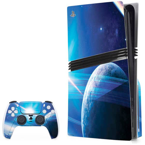 View of a Planet as it Looms in Close Orbit and with Rings PlayStation PS5 Skins