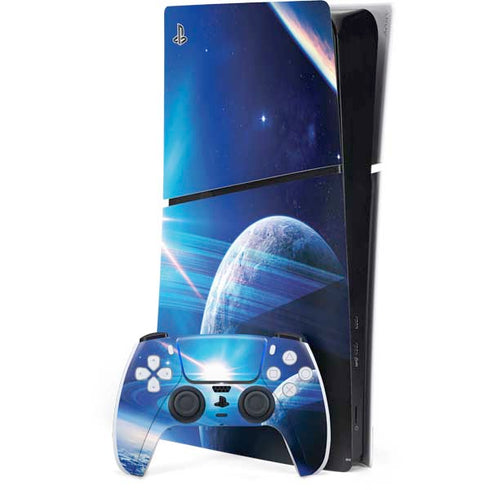 View of a Planet as it Looms in Close Orbit and with Rings PlayStation PS5 Skins