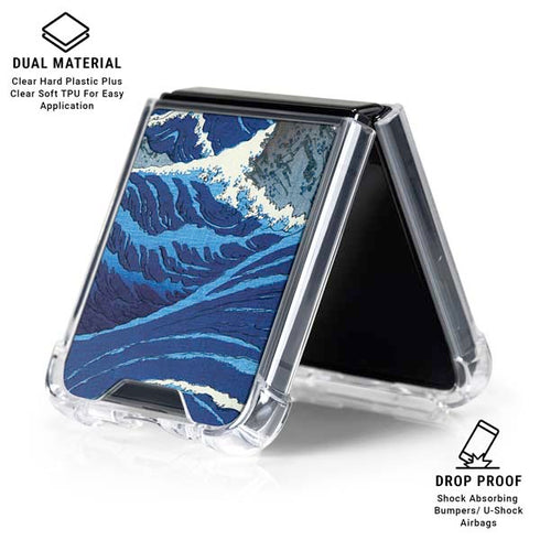 View of the Naruto whirlpools at Awa by Hiroshige Galaxy Z Flip6 Clear Case