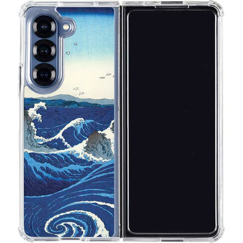 View of the Naruto whirlpools at Awa by Hiroshige Galaxy Z Fold6 Clear Case