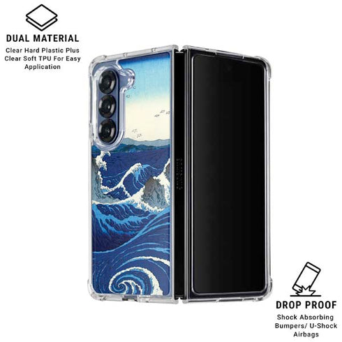 View of the Naruto whirlpools at Awa by Hiroshige Galaxy Z Fold6 Clear Case